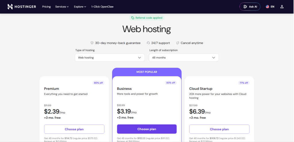 Best Guide on How to Set Up Hostinger Hosting you’ll be asked to select a hosting plan. Choosing the right plan is crucial for your website’s performance and scalability.