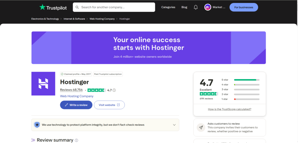 Best Guide on How to Set Up Hostinger Hosting Trustpilot honest reviews on Hostinger platform.
