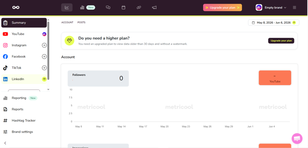 metricool screenshot